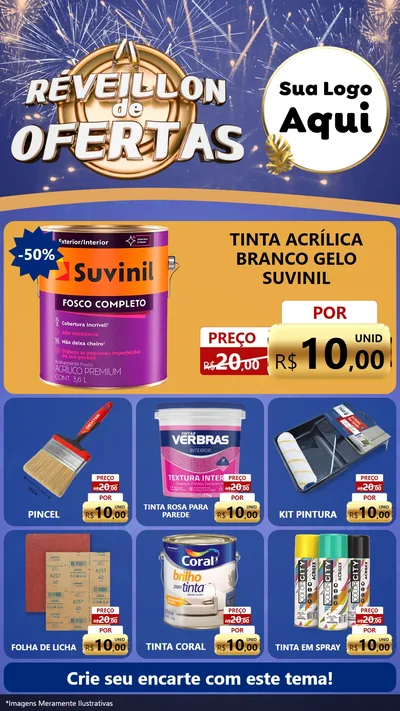 Modelo de Rede Social para Stories com o tema Réveillon de Ofertas para Tintas e Ferramentas