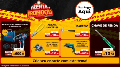 Modelo de TV para TV Horizontal com o tema Alerta de Promoção para Maquinas e Ferramentas