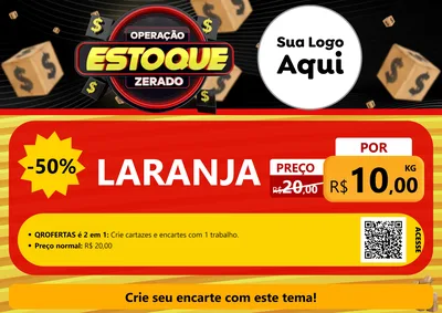 Modelo de Cartaz para Cartaz A4 Horizontal com o tema Operação Estoque Zerado para Hortifrúti