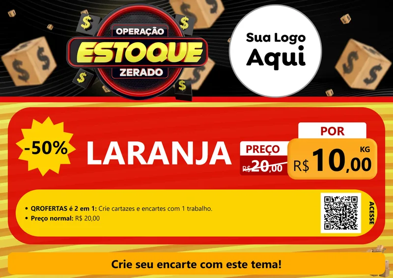 Modelo de Cartaz para Cartaz A4 Horizontal com o tema Operação Estoque Zerado para Hortifrúti