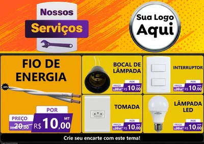 Modelo de Encarte para Encarte A4 Horizontal com o tema Nossos Serviços para Materiais Elétricos