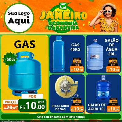 Modelo de Rede Social para Feed Facebook com o tema Janeiro - Economia Garantida para Água e gás