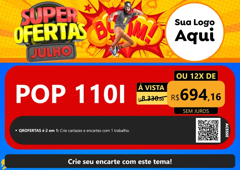 Modelo de Cartaz para Cartaz A4 Horizontal com o tema Super Ofertas Julho para Concessionaria de Motos