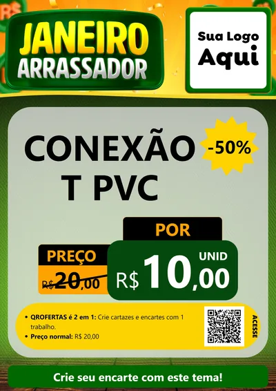 Modelo de Cartaz para Cartaz A4 Vertical com o tema Janeiro Arrasador para Tubos e conexões