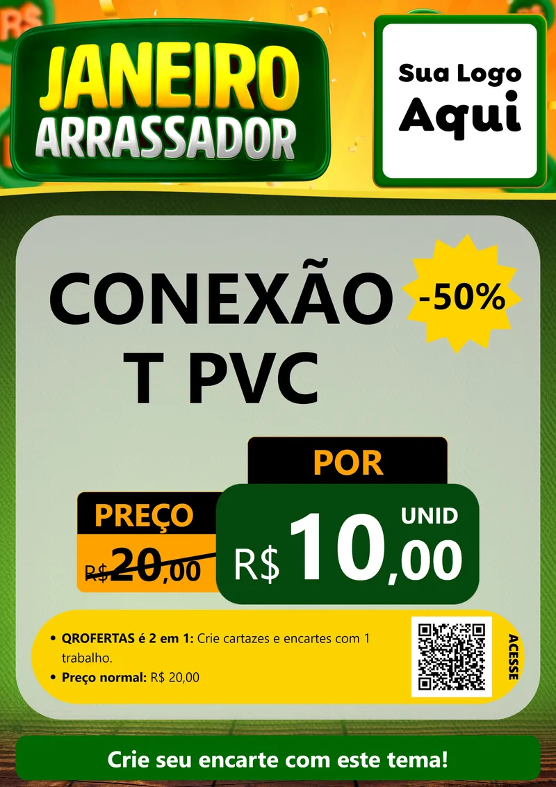 Modelo de Cartaz para Cartaz A4 Vertical com o tema Janeiro Arrasador para Tubos e conexões