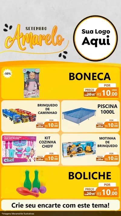 Modelo de TV para TV Vertical com o tema Setembro Amarelo para Brinquedos