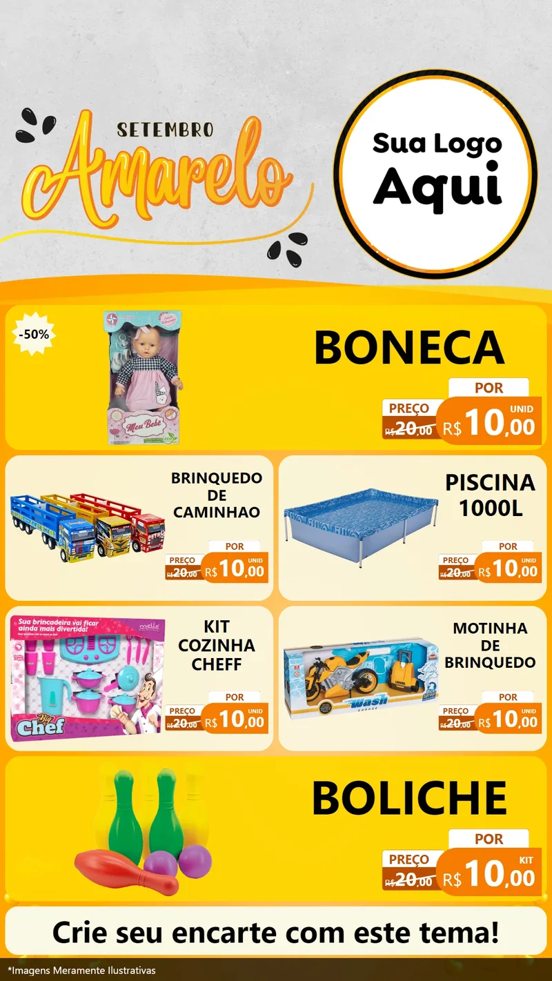 Modelo de TV para TV Vertical com o tema Setembro Amarelo para Brinquedos
