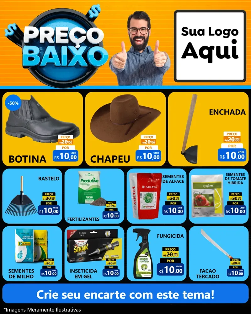 Modelo de Rede Social para Feed Instagram com o tema Preço Baixo para Agropecuária