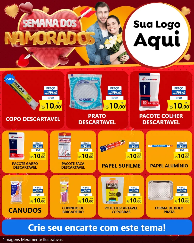 Modelo de Rede Social para Feed Instagram com o tema Semana dos Namorados para Embalagens