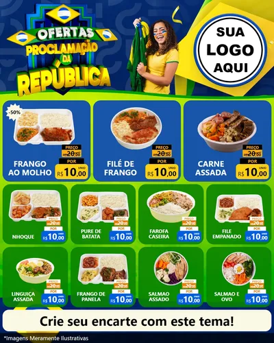 Modelo de Rede Social para Feed Instagram com o tema Ofertas Proclamação da República para Restaurante