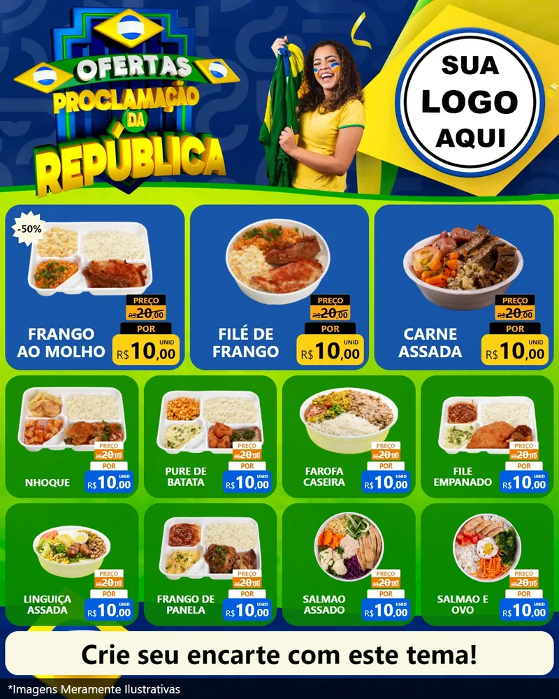 Modelo de Rede Social para Feed Instagram com o tema Ofertas Proclamação da República para Restaurante