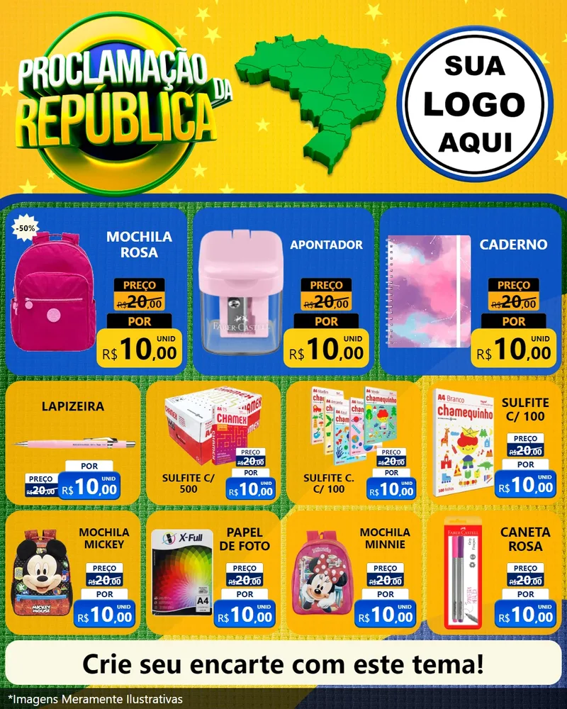 Modelo de Rede Social para Feed Instagram com o tema Proclamação da República para Papelaria