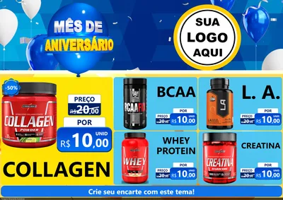 Modelo de Encarte para Encarte A4 Horizontal com o tema Mês de Aniversário para Suplementos alimentares