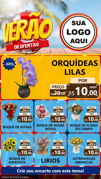 Modelo de Rede Social para Stories com o tema Verão de Ofertas para Floricultura e jardim