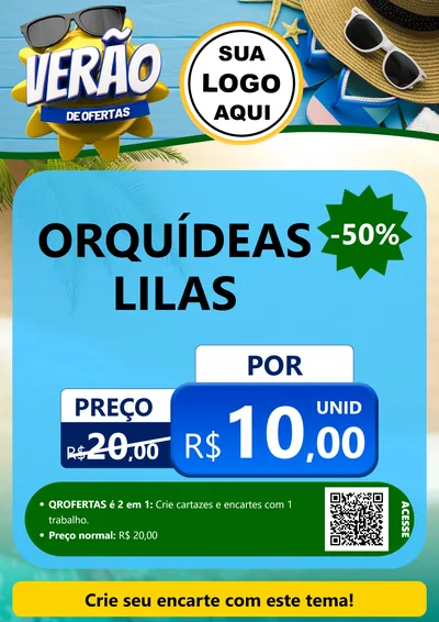Modelo de Cartaz para Cartaz A4 Vertical com o tema Verão de Ofertas para Floricultura e jardim