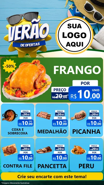Modelo de Rede Social para Stories com o tema Verão de Ofertas para Assados