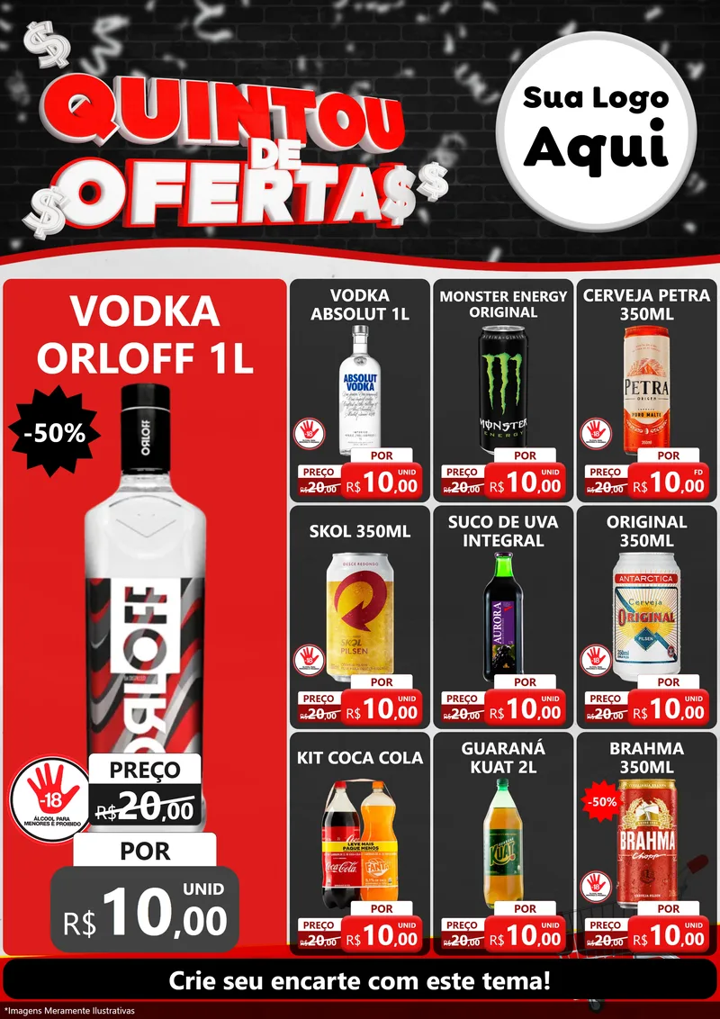 Modelo de Encarte para Encarte A4 Vertical com o tema Quintou de Ofertas para Distribuidora de bebidas