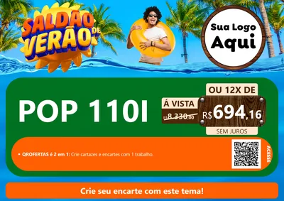 Modelo de Cartaz para Cartaz A4 Horizontal com o tema Saldão de Verão para Concessionaria de Motos