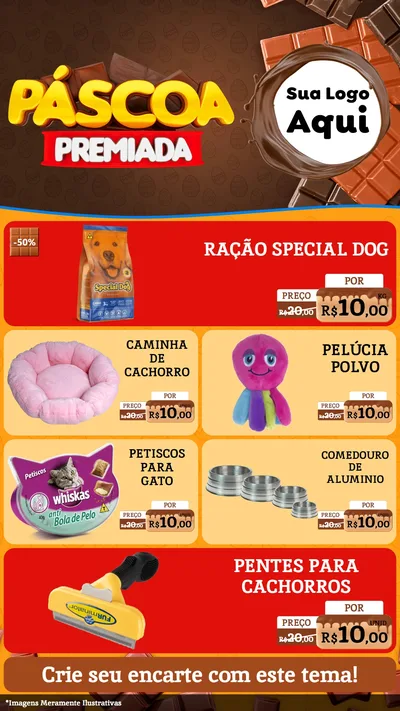 Modelo de TV para TV Vertical com o tema Páscoa Premiada para Pet Shop