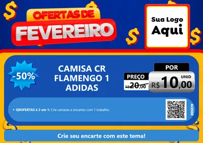 Modelo de Cartaz para Cartaz A4 Horizontal com o tema Ofertas de Fevereiro para Roupas e acessórios