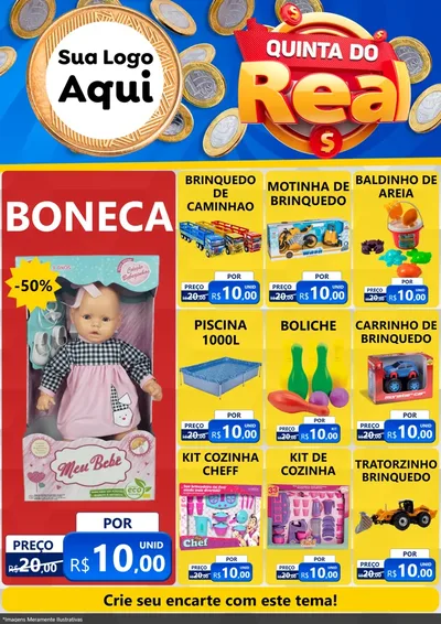 Modelo de Encarte para Encarte A4 Vertical com o tema Quinta do Real para Brinquedos