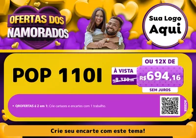 Modelo de Cartaz para Cartaz A4 Horizontal com o tema Oferta Dos Namorados para Concessionaria de Motos