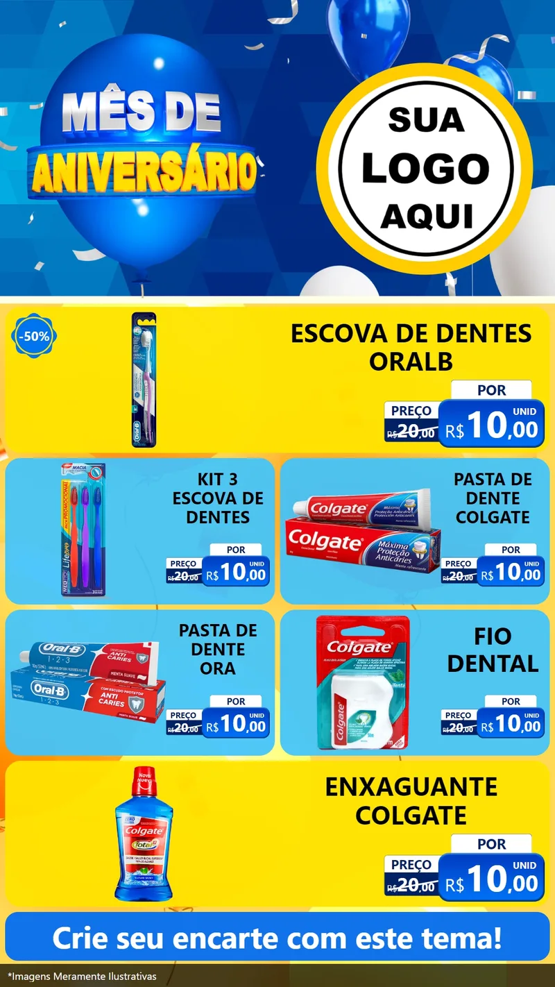 Modelo de TV para TV Vertical com o tema Mês de Aniversário para Higiene Pessoal