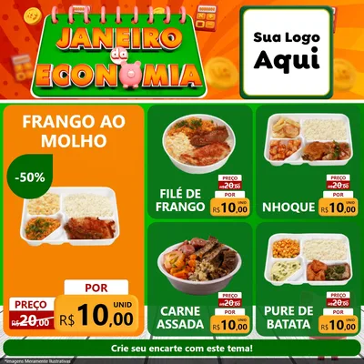 Modelo de Rede Social para Feed Facebook com o tema Janeiro da Economia para Restaurante