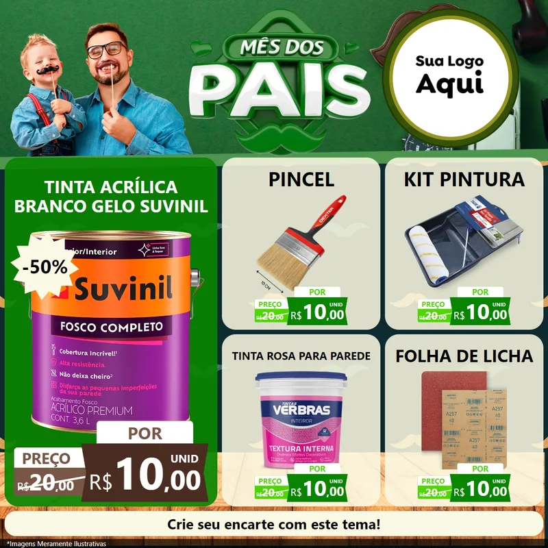 Modelo de Rede Social para Feed Facebook com o tema Mês dos Pais para Tintas e Ferramentas