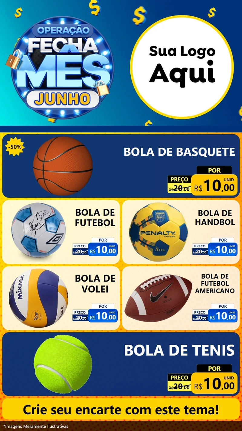 Modelo de TV para TV Vertical com o tema Operação Fecha Mês, Junho para Artigos Esportivos