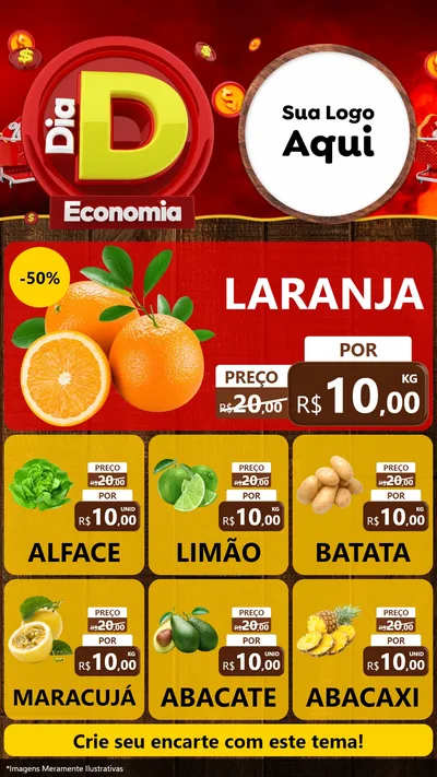 Modelo de Rede Social para Stories com o tema Dia D Economia para Hortifrúti