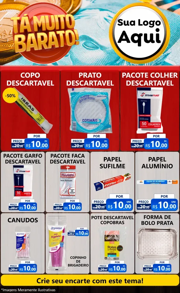 Modelo de Encarte para Encarte Grande com o tema Está Muito Barato para Embalagens