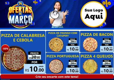 Modelo de Encarte para Encarte A4 Horizontal com o tema Ofertas de Março para Pizzaria