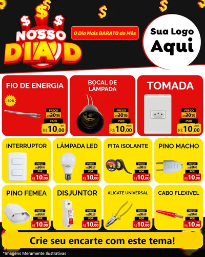 Modelo de Rede Social para Feed Instagram com o tema Nosso Dia D para Materiais Elétricos