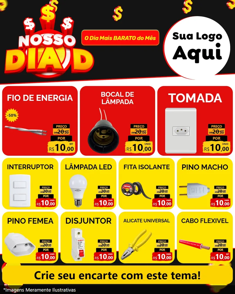 Modelo de Rede Social para Feed Instagram com o tema Nosso Dia D para Materiais Elétricos