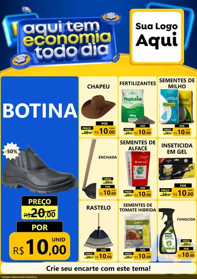 Modelo de Encarte para Encarte A4 Vertical com o tema Aqui Tem Economia Todo Dia para Agropecuária