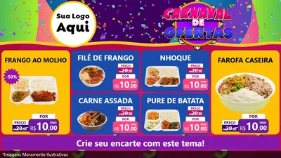 Modelo de TV para TV Horizontal com o tema Carnaval de Ofertas para Restaurante