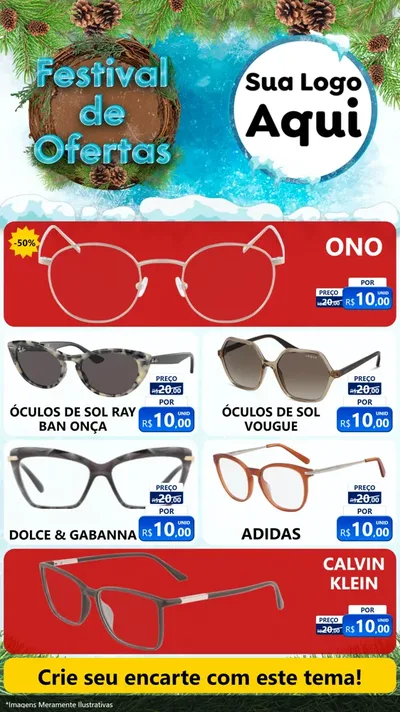 Modelo de TV para TV Vertical com o tema Festival de Ofertas - Inverno para Óticas