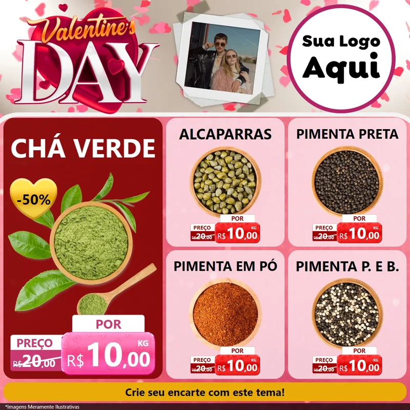 Modelo de Rede Social para Feed Facebook com o tema Valentine's Day para Produtos Naturais