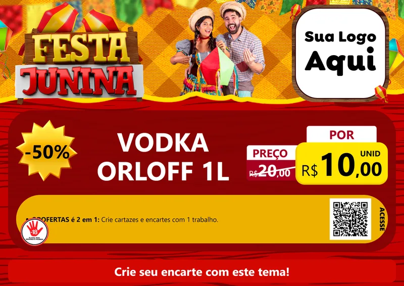 Modelo de Cartaz para Cartaz A4 Horizontal com o tema Festa Junina para Distribuidora de bebidas