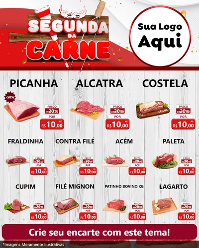 Modelo de Rede Social para Feed Instagram com o tema Segunda da Carne - Carnaval para Açougue