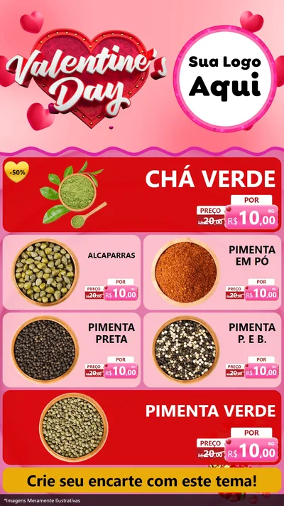 Modelo de TV para TV Vertical com o tema Valentine's Day para Produtos Naturais