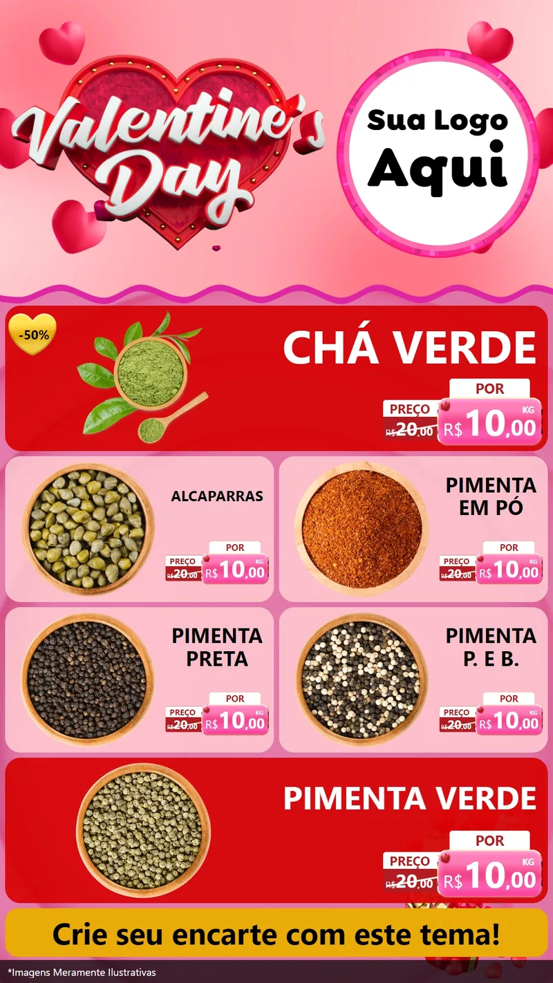 Modelo de TV para TV Vertical com o tema Valentine's Day para Produtos Naturais