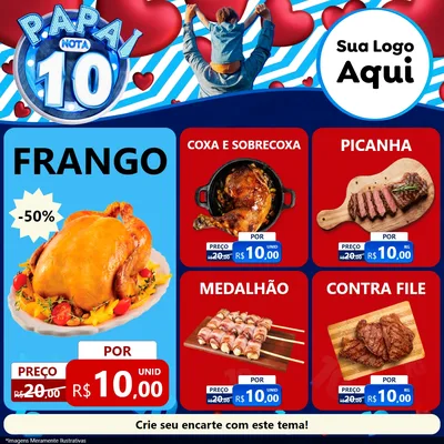 Modelo de Rede Social para Feed Facebook com o tema Papai Nota 10 para Assados