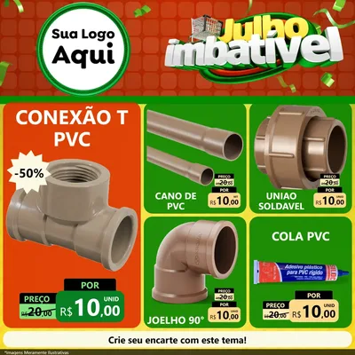 Modelo de Rede Social para Feed Facebook com o tema Julho Imbatível para Tubos e conexões