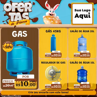 Modelo de Rede Social para Feed Facebook com o tema Ofertas de Páscoa para Água e gás