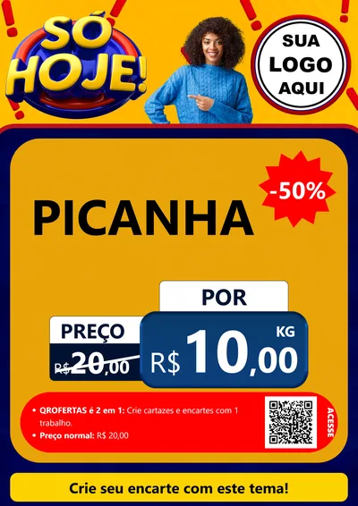 Modelo de Cartaz para Cartaz A4 Vertical com o tema Só Hoje! para Açougue