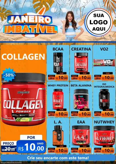 Modelo de Encarte para Encarte A4 Vertical com o tema Janeiro Imbatível para Suplementos alimentares