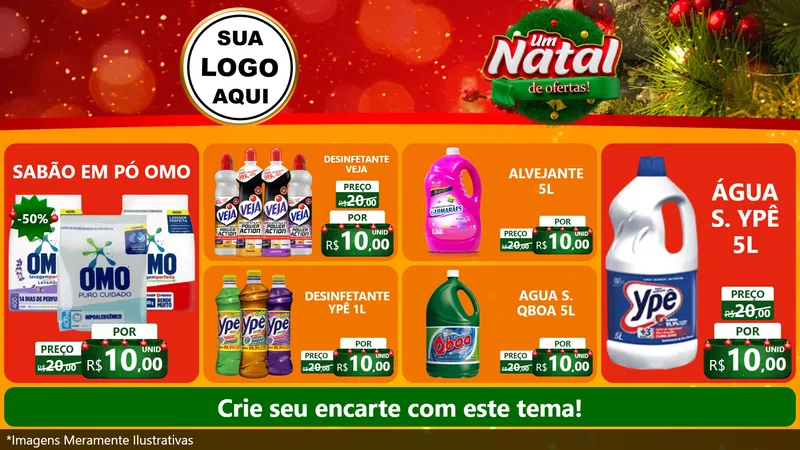 Modelo de TV para TV Horizontal com o tema Um Natal de Ofertas para Produtos de Limpeza