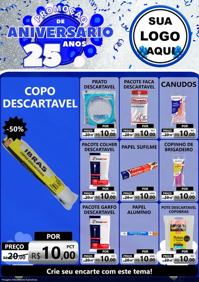 Modelo de Encarte para Encarte A4 Vertical com o tema Promoção de Aniversário - 25 Anos para Embalagens